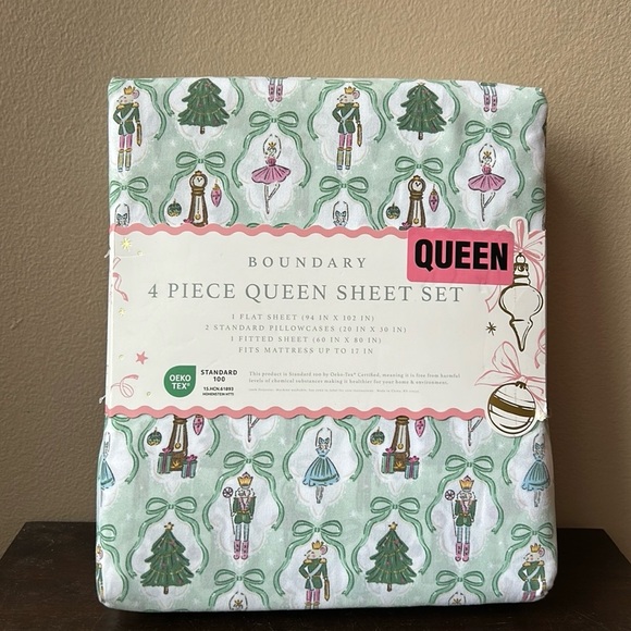 Boundary Queen Sheet Set New Nutcracker Ballerina Christmas Trees